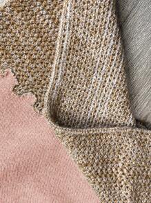 SHEIN LUNE Pullover in Große Größen mit Kontrastfarben-Patchwork und asymmetrischem Saum für Herbst/Winter