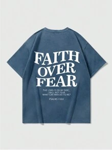 Manfinity EMRG Men's Casual Slogan Print Round Neck Short Sleeve T-Shirt