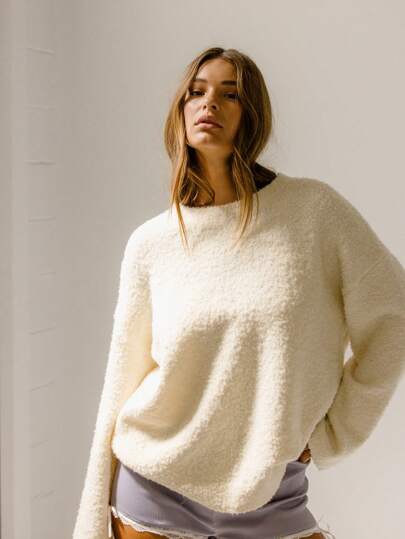 Aralina Suéter de jersey de punto grande y suave con textura