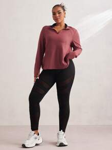 Easithlete Sudadera de yoga de manga larga con bolsillos y media cremallera, para el Año Nuevo Chino, talla grande - Rojo - Ver 3