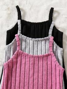 2pcs/Set Young Girl' Casual Solid Color Hooded Crop Top And Strap Jumpsuit Set, Suitable For Autumn/Winter - Multicolor - View 3