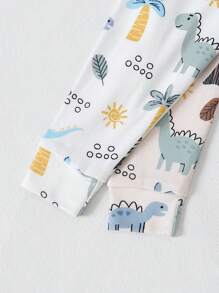 2 Peças Conjunto de Top de Manga Longa e Calça com Estampa de Dinossauro, Ajuste Confortável, Roupas Casuais para Casa, Bebê Menino