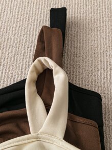 Chiquease 3pcs Women Square Neck Ruched Front Quilted Thermal Tank Top Set, Fall/Winter