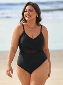 Swim Lushoire Plus Size Minimalist Casual Everyday Sleeveless One-Piece Camisole Summer