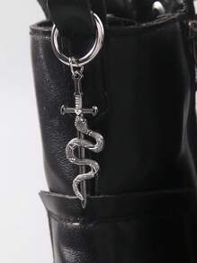 ROMWE Goth 1 para gotyckiej dekoracji w kształcie krzyża i węża, odpowiednia do butów, na Halloween