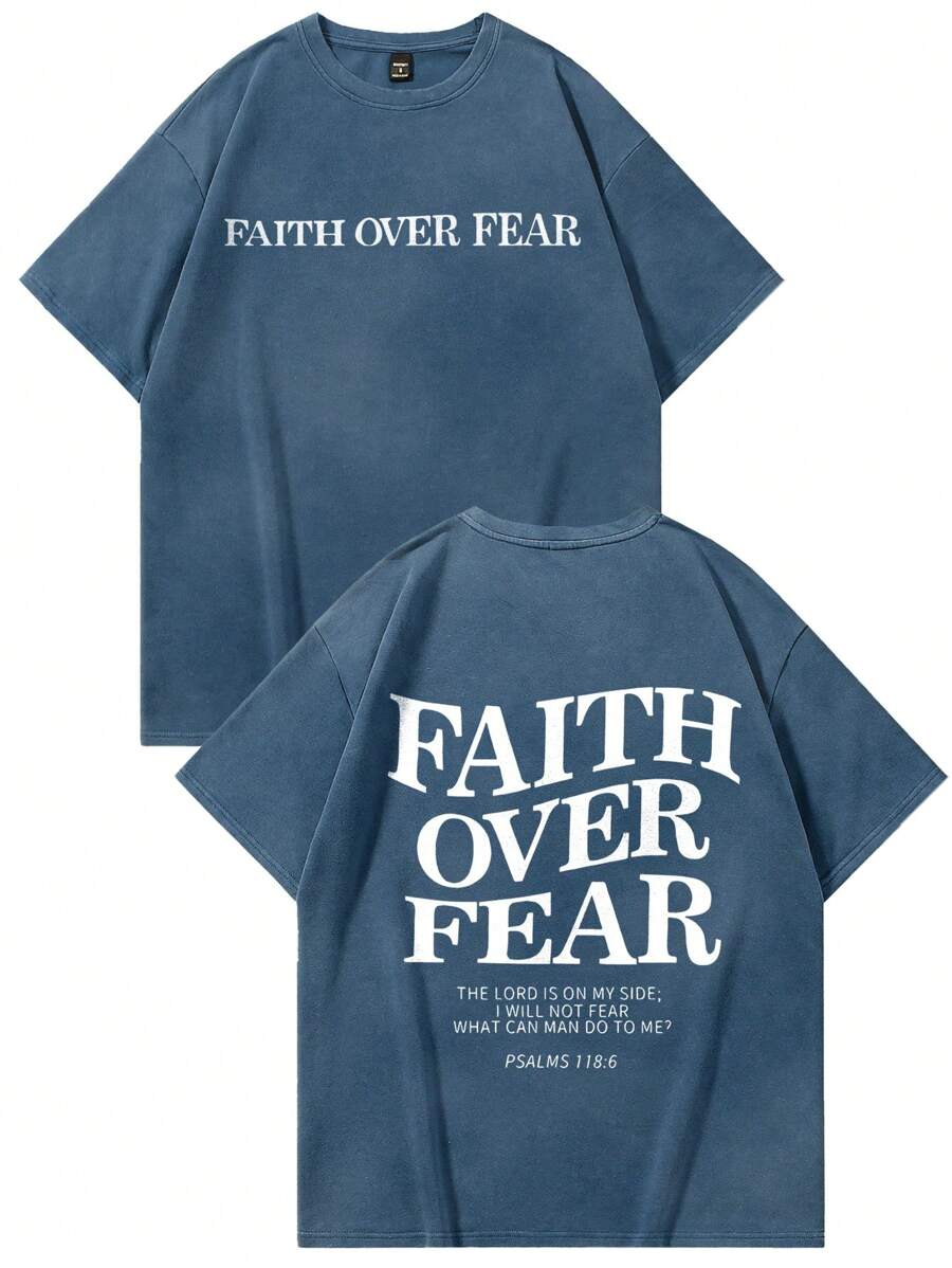 Manfinity EMRG Men's Casual Slogan Print Round Neck Short Sleeve T-Shirt