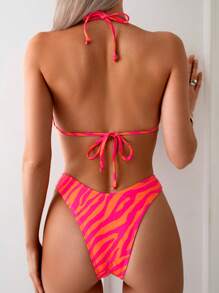 Bộ đồ bơi bikini cổ yếm họa tiết ngựa vằn 2 mảnh cho nữ, đồ bơi đi biển mùa hè - Nhiều màu - Xem 2