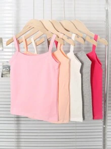 5pcs/Set Young Girl Plain Simple Style Comfortable Camisole Vest Underwear