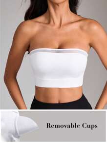 Easithlete Sutien sport camisole cu plasă simplă pentru femei