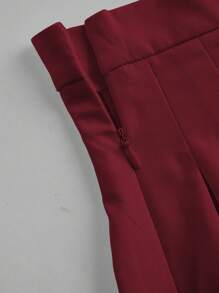 SHEIN EZwear Women Woven Solid Color Pleated Zipper Casual Skirt