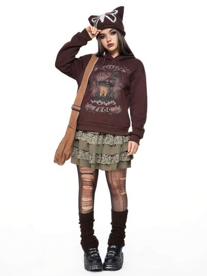 Fairycore Fairycore Lace Trim Tiered Skirt For Women