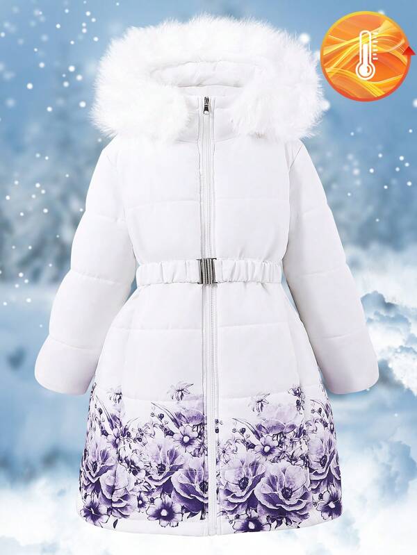 Girls Long Elegant Cotton Padded Jacket