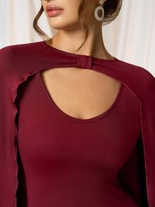 SHEIN Belle 女士正式晚礼服（装饰设计） - 酒紅色 - 查看 5