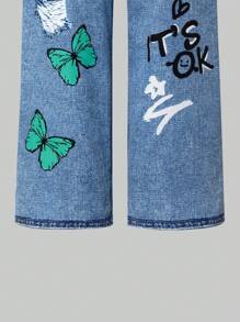 SHEIN Mädchen Teens Grafik Text Muster Lässig Minimalistische Alltagshose