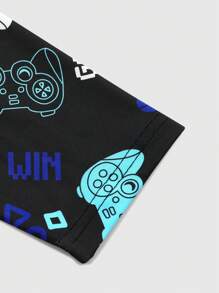 Conjunto de pijama de manga larga con estampado de controlador de videojuegos y pantalones cómodo para niño preadolescente, otoño