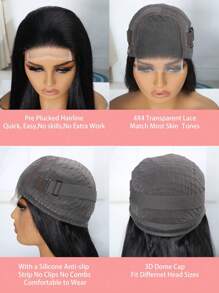 Tóc giả ren trong suốt không cần keo dán cho người mới bắt đầu thẳng 4x4 đóng bằng ren tóc người - SNatural - Xem 6