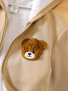 2 件装 YOUNG BOY YOUNG GIRL 天鹅绒泰迪熊夹克和羊毛运动裤超级保暖，适合秋冬季 - 卡其色 - 查看 7