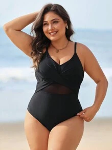 Swim Lushoire Plus Size Minimalist Casual Everyday Sleeveless One-Piece Camisole Summer