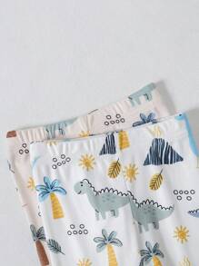 2 Peças Conjunto de Top de Manga Longa e Calça com Estampa de Dinossauro, Ajuste Confortável, Roupas Casuais para Casa, Bebê Menino