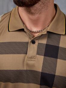 Manfinity CasualCool Men's Plaid Short Sleeve Casual Commuter Polo Shirt