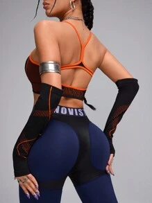 Innovista Seamless With Breathable Netted Structure High Elastic Sport Woman Bra Top Sleeve Included, With Sleeve Cover Bra 2pcs, Push Up Bra, Workout Tank Tops, High Elastic,Running Work Out, Yoga, Party, Going Out Tops, Festival, Colorblock,Ski