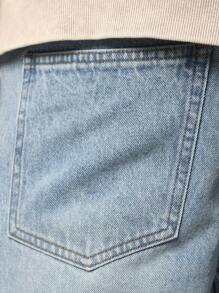 SUMWON 水洗宽松图案印花牛仔裤 - 藍色 - 查看 5