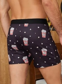 Manfinity Herren Boxershorts mit Popcorn- und Sternendruck und Kordelzug am Taillenbund