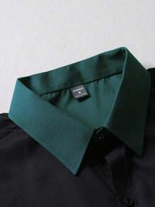 Manfinity Mode Men's Casual Commuting Ombre Long Sleeve Shirt, Autumn, For Fall - Green - View 3