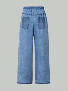 SHEIN Mädchen Teens Grafik Text Muster Lässig Minimalistische Alltagshose
