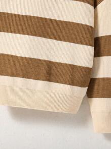 SHEIN Young Girl Casual Colorblock Striped Sweater, Autumn/Winter - Multicolor - View 3