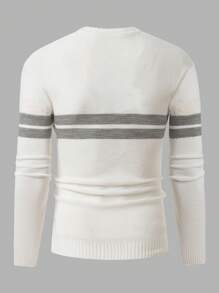 EURMUSE Men Color Block Crew Neck Regular Sweater - Grey - View 2