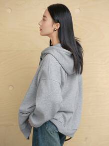 Dazy-Less Thicken Fleece Hooded Loose Solid Color Sweatshirt Sweatshirt For Women,Fall Clothes Jacket,Winter Hoodies - Grey - View 10