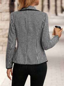 EMERY ROSE Black And White Checkered Cinched Waist Jacket Professional Clothes