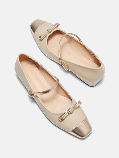 Square Toe Square Heel Mary Jane Flat Sandals For Women, Spring & Summer New Year Holiday Valentines