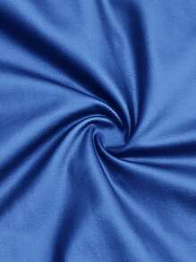Slaydiva Top tipo camisola de talla grande de piel sintética negra casual y versátil con escote en U profundo y espalda de tirantes - Azul - Ver 4