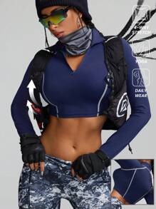 Innovista Woman Contract Detail Fitness Jacket Sweater T-Shirt Body Sculpting Zip Up Workout Clothes FitTok Athletic Stretchy Yoga Exercise Suit Fall Sports Daily Athleisure Office To Gym Club Work From Home Running Biker Lightweight Office To Court Brunch To Gym HIIT Training Comfort