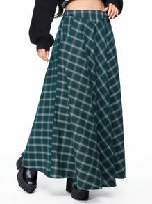 ROMWE Fairycore Women's Autumn Fashionable Countryside Style Patterned Pocketed Skirt