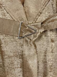 SHEIN LUNE Áo khoác dài màu vàng giản dị cho nữ mặc đi làm vào mùa thu, dự tiệc năm mới - Vàng - Xem 3