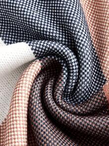 Episodic Drawing Artist Casual Classic Plaid Pattern Loose Fit Crew Neck Knit Sweater, Suitable For Autumn/Winter, Holiday, New Year, Thanksgiving, Vacation, Festival, Ibiza Fits - Brown - View 4