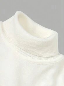 RueChic Men's Casual Fitted White Turtle Neck Sweater, Comfortable And Simple Design - White - View 4