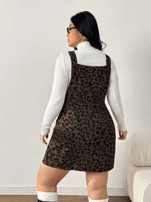 SHEIN EZwear Váy len nhung họa tiết da báo cỡ lớn, Thu/Đông - Nhiều màu - Xem 2