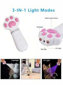 PETSIN 3 种模式猫/狗爱好者礼物和狗/猫妈妈爱宠物投影猫爱好者和猫妈妈爱逗弄笔，带 5 种可调节图案，激光猫爱好者和猫妈妈爱玩具，互动玩具与猫/狗爱好者礼物和狗/猫妈妈爱宠物 1 件 - 彩色 - 查看 2