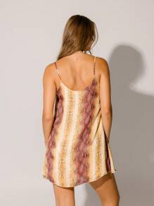 Aralina Sleeveless Boho Ruffle Flattering Fit Tie Front Summer Statement Mini Dress - Multicolor - View 2