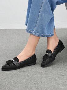 CUCCOO BIZCHIC Damen einfarbige, modische, vielseitige Lässig Ballerinas für Weihnachten und Neujahrsstimmung, Herbst und Winter - Schwarz - Übersicht 3