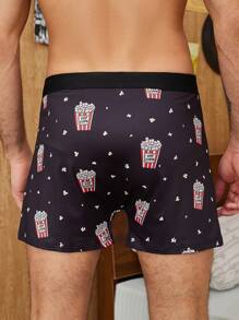 Manfinity Herren Boxershorts mit Popcorn- und Sternendruck und Kordelzug am Taillenbund