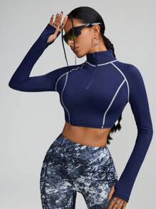 Innovista Woman Contract Detail Fitness Jacket Sweater T-Shirt Body Sculpting Zip Up Workout Clothes FitTok Athletic Stretchy Yoga Exercise Suit Fall Sports Daily Athleisure Office To Gym Club Work From Home Running Biker Lightweight Office To Court Brunch To Gym HIIT Training Comfort