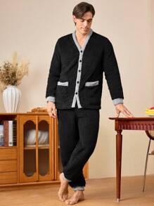 Men's Black And Gray Lounge Set - Black - View 3