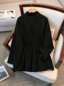 SHEIN LUNE Veste zippée casual chaude et doublée thermique, tailles grandes, automne/hiver