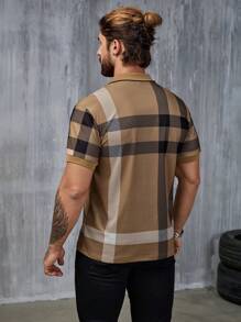 Manfinity CasualCool Men's Plaid Short Sleeve Casual Commuter Polo Shirt
