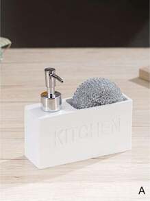 SHEIN 1 pièce Distributeur de lotion en polyresin avec éponge, détail de lettre Distributeur de savon de salle de bain pour la décoration de salle de bain d'été à la maison